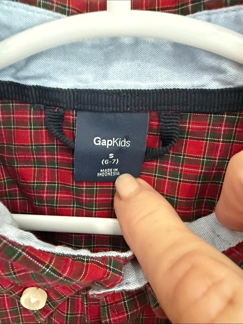 GAP Red and Green Plaid Button-Down Shirt